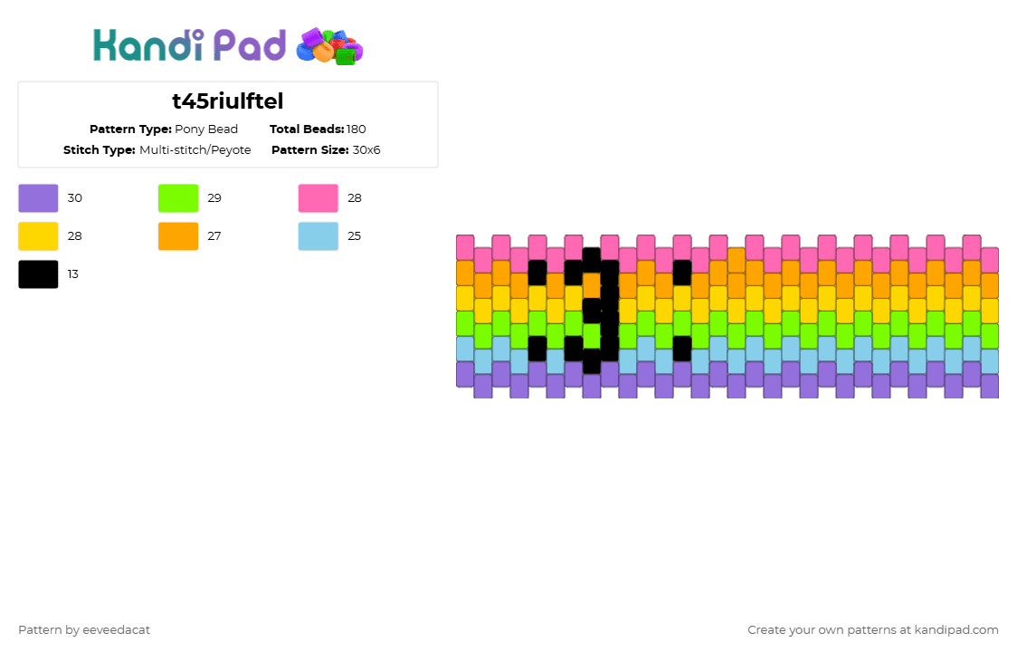 T45riulftel Pony Bead Pattern - Kandi Pad | Kandi Patterns, Fuse Bead ...