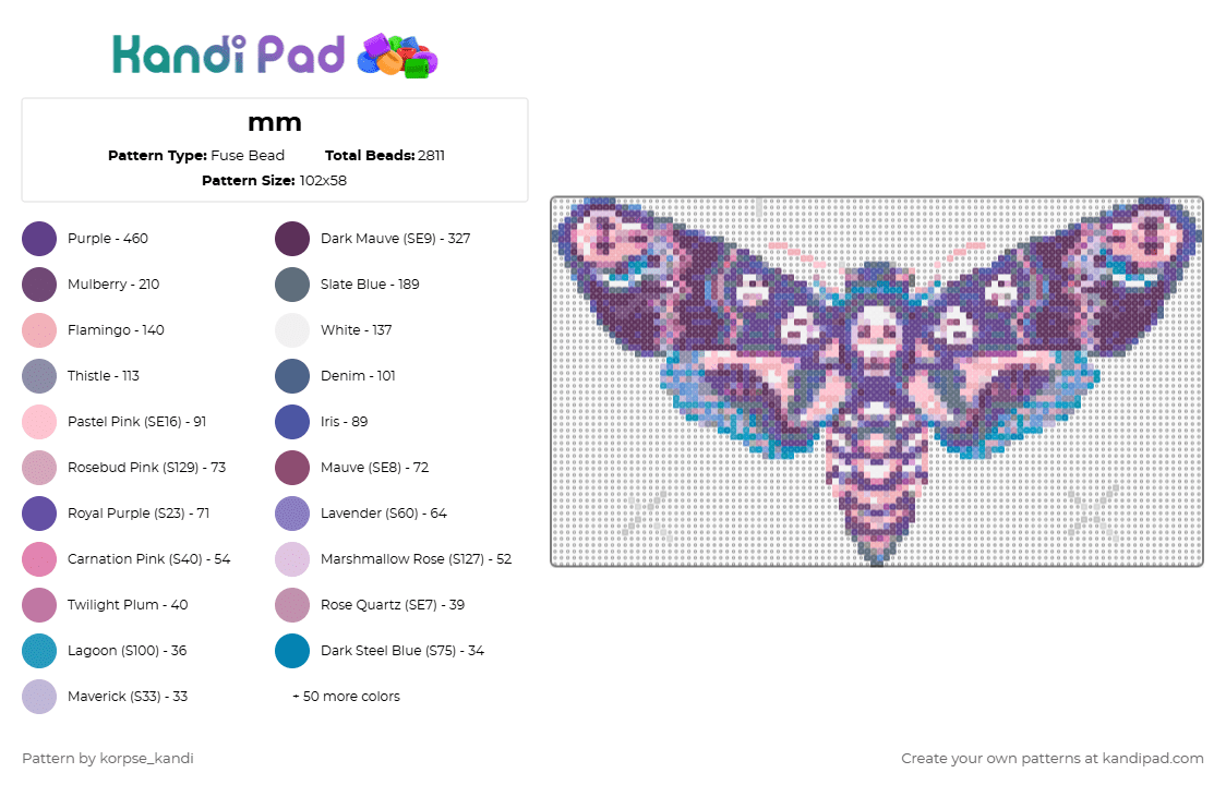 mm - Fuse Bead Pattern by korpse_kandi on Kandi Pad - purple,pink,gray