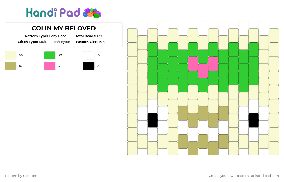 COLIN MY BELOVED - Pony Bead Pattern by rainelien on Kandi Pad - white,green,dhmis,colin the computer,dont hug me im scared,silly guy,yayy