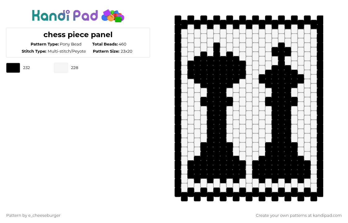 chess piece panel - Pony Bead Pattern by e_cheeseburger on Kandi Pad - black,white