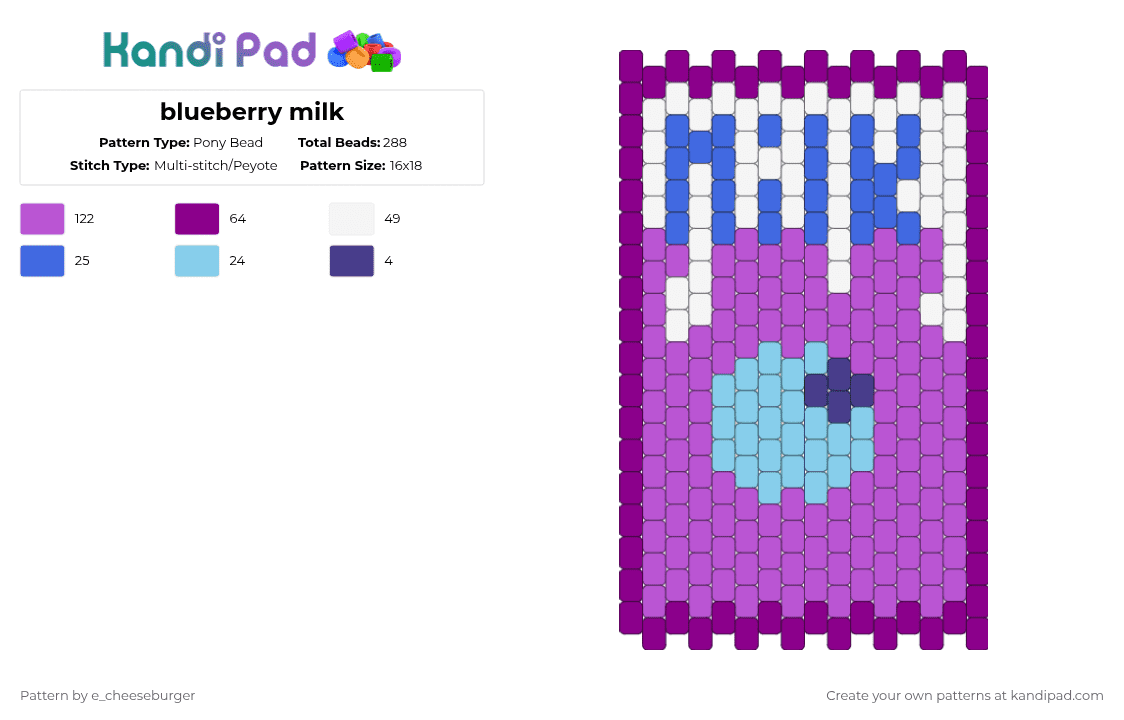 blueberry milk - Pony Bead Pattern by e_cheeseburger on Kandi Pad - pink