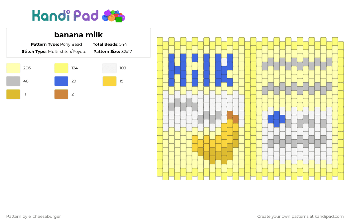 banana milk - Pony Bead Pattern by e_cheeseburger on Kandi Pad - yellow
