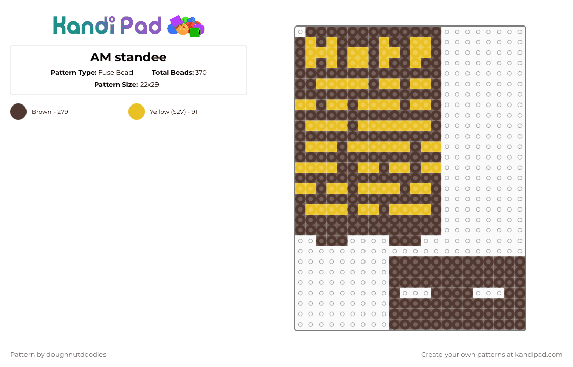 AM standee - Fuse Bead Pattern by doughnutdoodles on Kandi Pad - brown