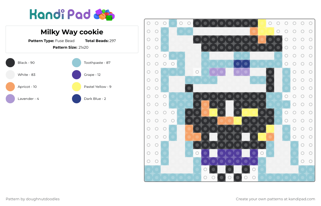 Milky Way cookie - Fuse Bead Pattern by doughnutdoodles on Kandi Pad - white,light blue,crk,milky way,cookie run kingdom,cookie,milky way cookie