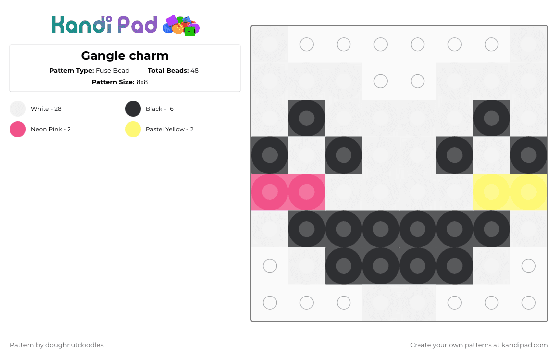Gangle charm - Fuse Bead Pattern by doughnutdoodles on Kandi Pad - white,pink,yellow