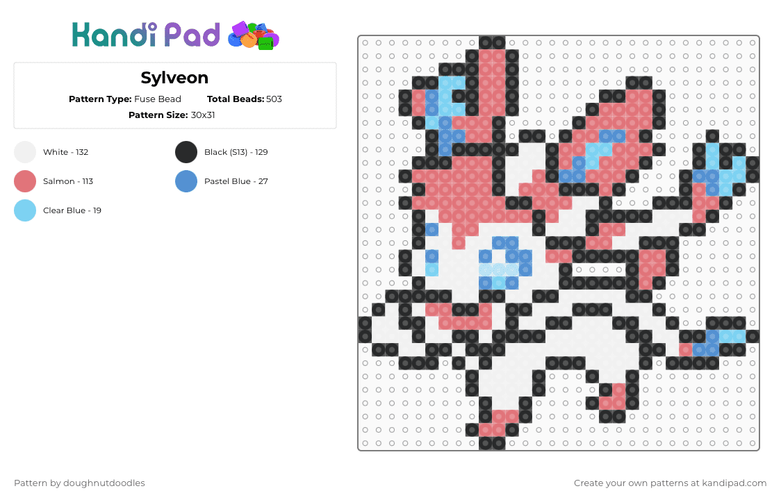 Sylveon - Fuse Bead Pattern by doughnutdoodles on Kandi Pad - red,light blue