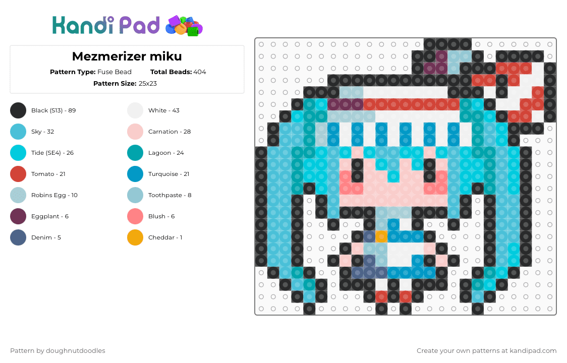 Mezmerizer miku - Fuse Bead Pattern by doughnutdoodles on Kandi Pad - light blue,miku