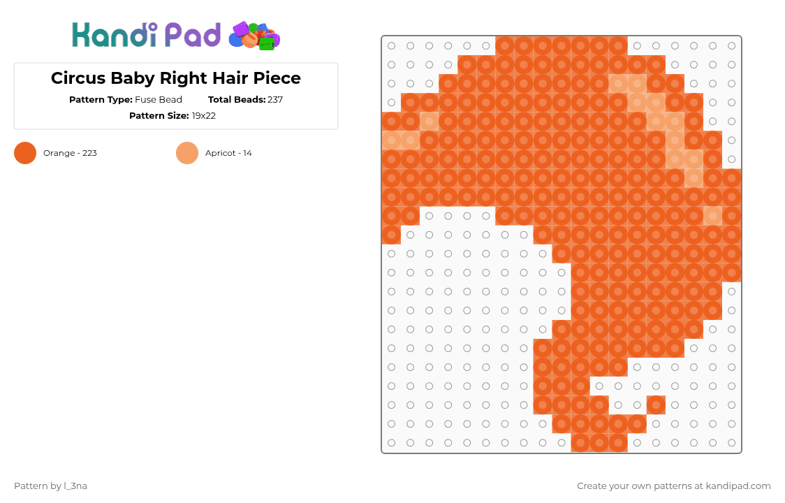 Circus Baby Right Hair Piece - Fuse Bead Pattern by l_3na on Kandi Pad - orange,fnaf,sister location,circus baby,funtime,animatronics