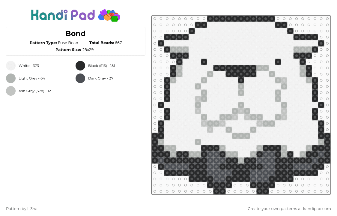 Bond - Fuse Bead Pattern by l_3na on Kandi Pad - white,gray,beige,bond,dog,spyfamily