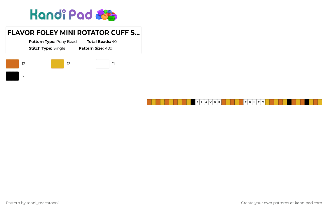 FLAVOR FOLEY rotator cuff single ! - Pony Bead Pattern by tooni_macarooni on Kandi Pad - orange,yellow,flavor foley,vocaloid,miku,yi xi,music