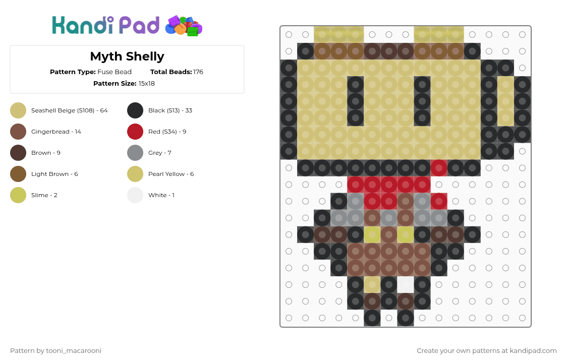 Myth Shelly - Fuse Bead Pattern by tooni_macarooni on Kandi Pad - beige,tan,shelly,dandys world,myth of the machine,motm,shell,toon,myth