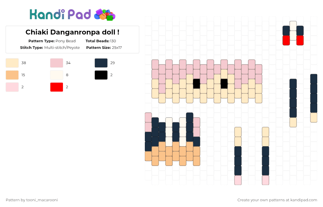 Chiaki Danganronpa doll ! - Pony Bead Pattern by tooni_macarooni on Kandi Pad - beige,danganronpa,anime,doll,3d,chiaki nanami,goodbye despair,game