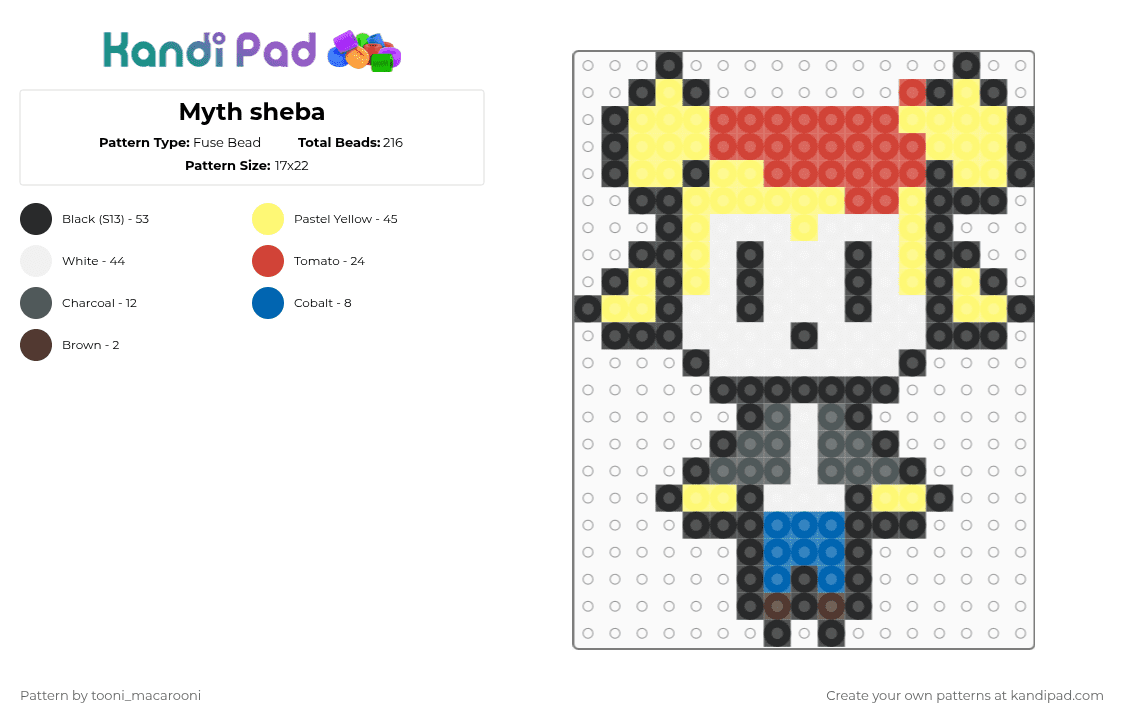 Myth sheba - Fuse Bead Pattern by tooni_macarooni on Kandi Pad - red,yellow,myth,myth of the machine,motm,sheba the cat,sheba,felix the cat,toon