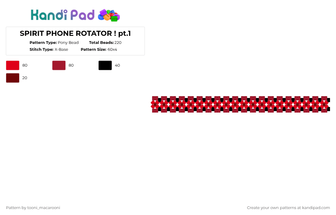 SPIRIT PHONE ROTATOR ! pt.1 - Pony Bead Pattern by tooni_macarooni on Kandi Pad - red,lemon demon,music,album,spirit phone,rotator,neil cicirega,i probably spelt that wrong