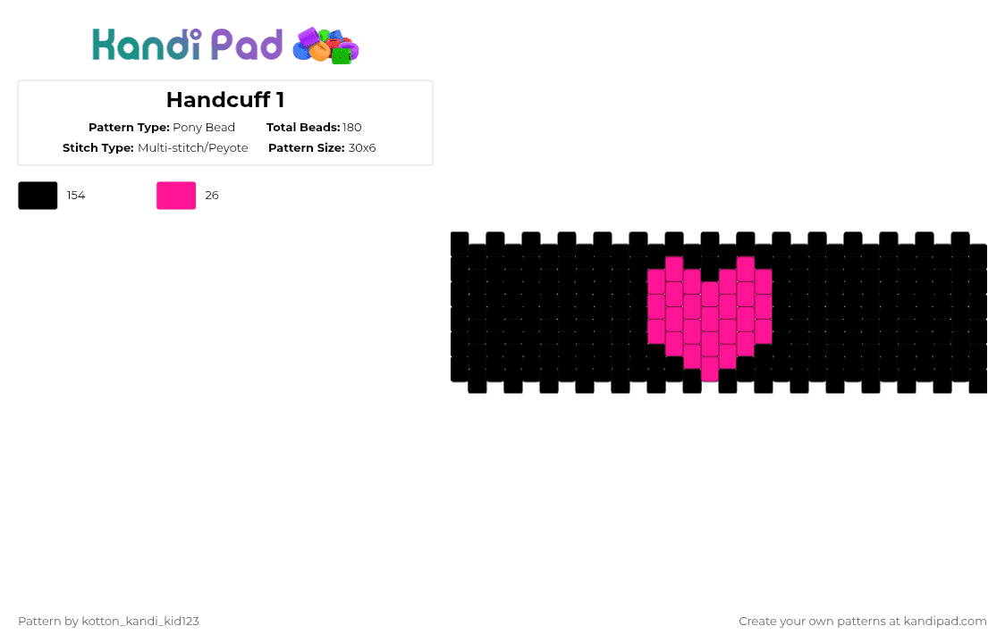 Handcuff 1 - Pony Bead Pattern by tooni_macarooni on Kandi Pad - black