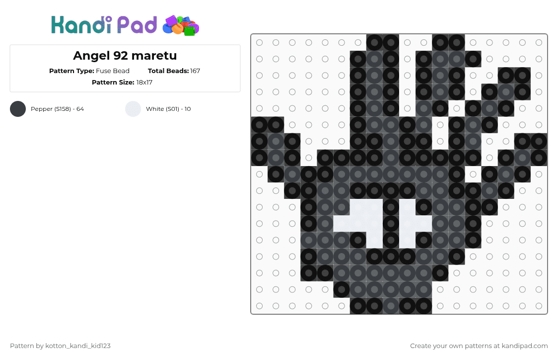 Angel 92 maretu - Fuse Bead Pattern by tooni_macarooni on Kandi Pad - black,maretu,angel 92,remix,hand,angel,vocaloid