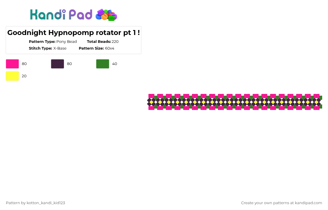 Goodnight Hypnopomp rotator pt 1 ! - Pony Bead Pattern by tooni_macarooni on Kandi Pad - pink,stomach book,music,rotator,mini