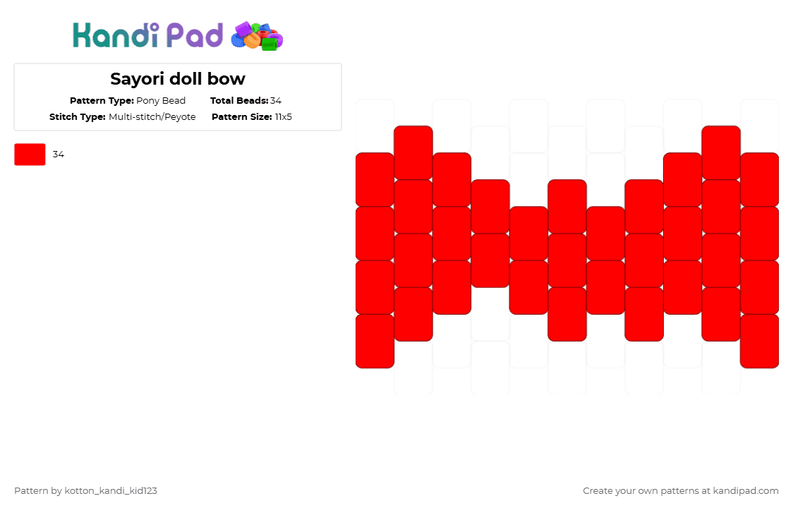 Sayori doll bow - Pony Bead Pattern by tooni_macarooni on Kandi Pad - red,sayori,doll,bow,ddlc