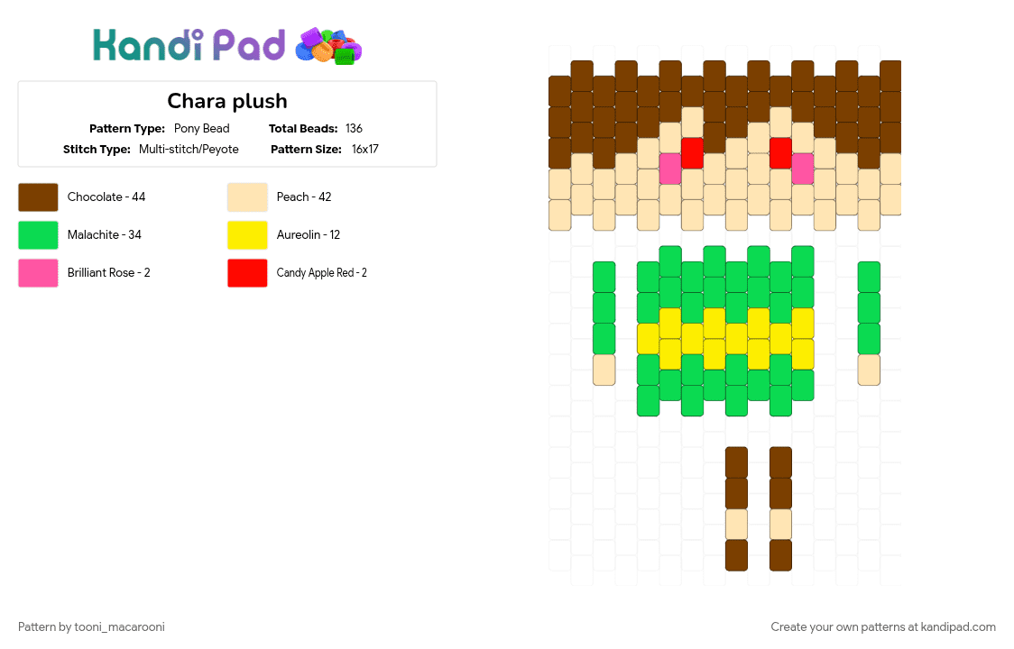 Chara doll - Pony Bead Pattern by tooni_macarooni on Kandi Pad - beige, brown, teal