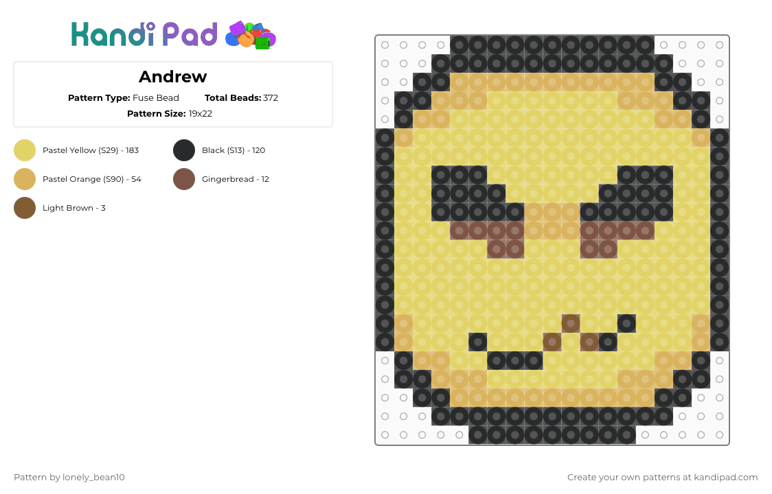 Andrew - Fuse Bead Pattern by lonely_bean10 on Kandi Pad - yellow