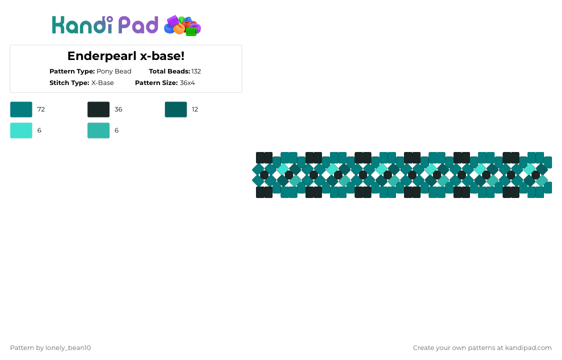 Enderpearl x-base! - Pony Bead Pattern by lonely_bean10 on Kandi Pad - teal