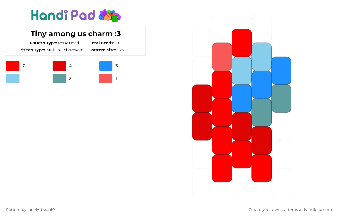 Tiny among us charm :3 (UPDATED!!!) - Pony Bead Pattern by lonely_bean10 on Kandi Pad - red