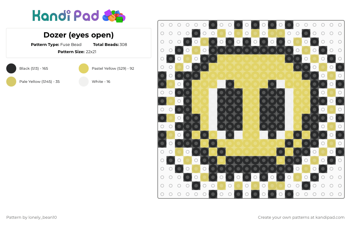Dozer (eyes open) - Fuse Bead Pattern by lonely_bean10 on Kandi Pad - yellow