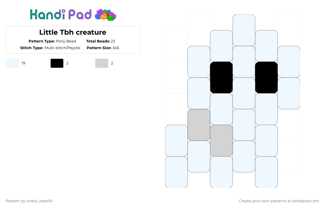 Little Tbh creature - Pony Bead Pattern by lonely_bean10 on Kandi Pad - white