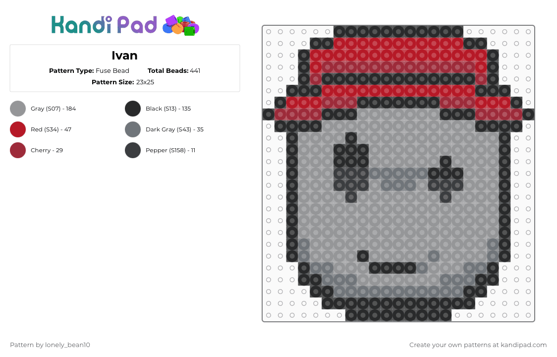 Ivan - Fuse Bead Pattern by lonely_bean10 on Kandi Pad - gray