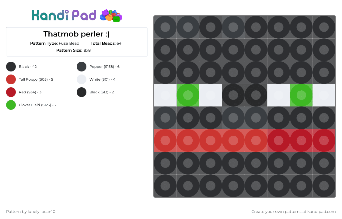 Thatmob perler :) - Fuse Bead Pattern by lonely_bean10 on Kandi Pad - black, red