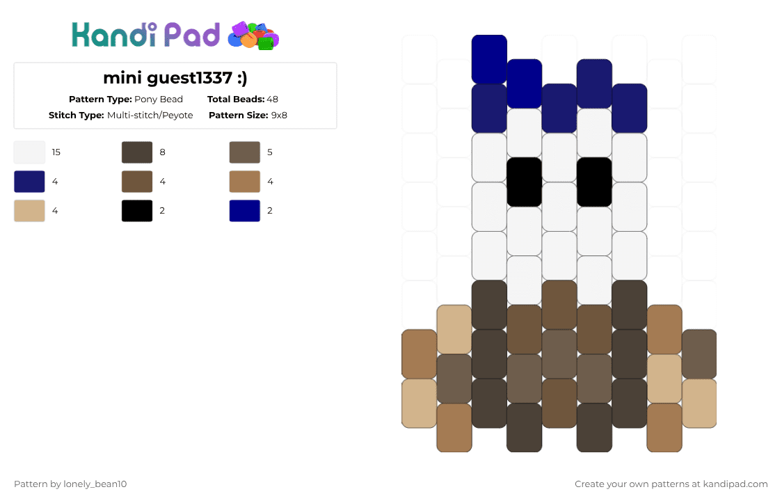 mini guest1337 :) - Pony Bead Pattern by lonely_bean10 on Kandi Pad - tan,brown