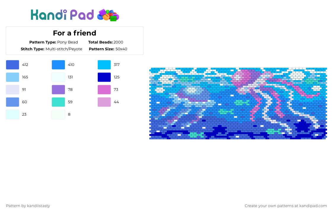 For a friend - Pony Bead Pattern by kandiistasty on Kandi Pad - light blue,blue