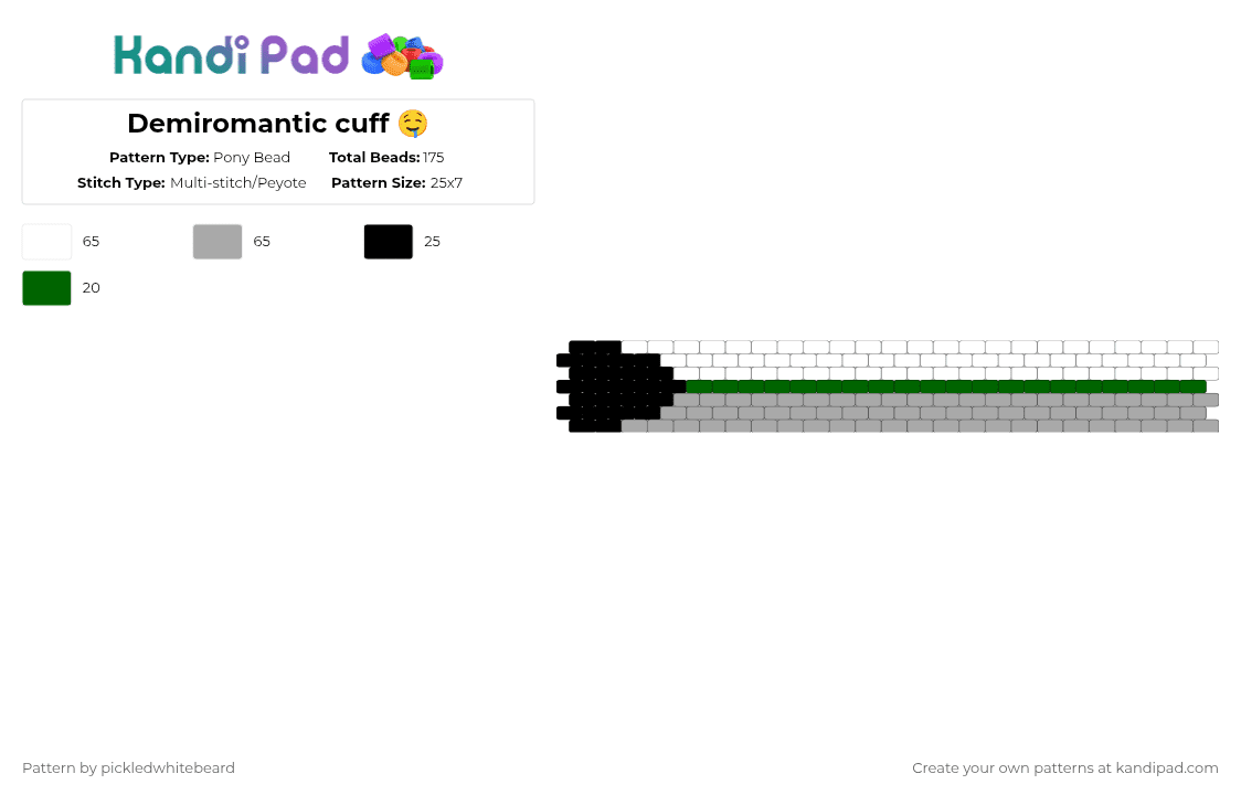 Demiromantic cuff 🤤 - Pony Bead Pattern by pickledwhitebeard on Kandi Pad - pride,demiromantic,aromantic,lgbtq,queer