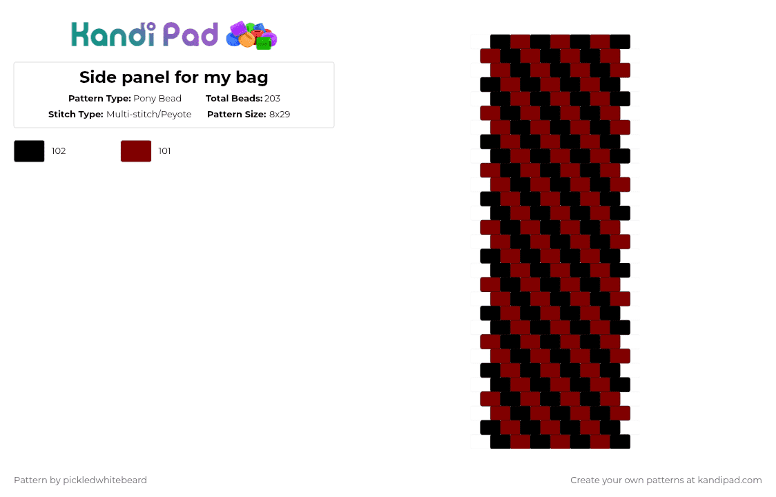 Side Pade Pattern Side panel for my bag Pony Bead Pattern - Kandi Pad | Kandi Patterns ...
