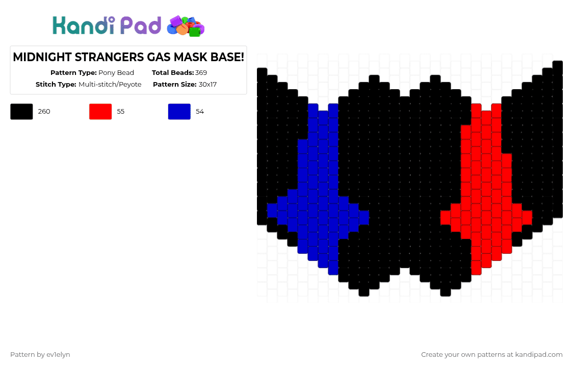 MIDNIGHT STRANGERS GAS MASK BASE! - Pony Bead Pattern by ev1elyn on Kandi Pad - black,purple,red,midnight strangers,kandi,pony beads