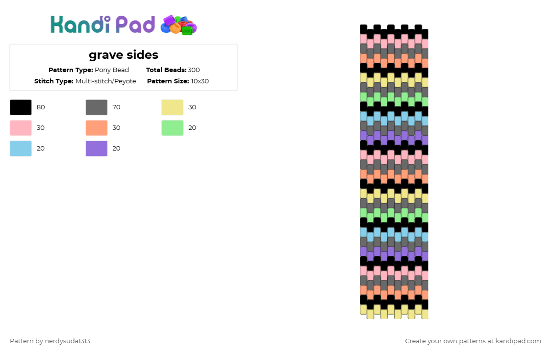 grave sides - Pony Bead Pattern by nerdysuda1313 on Kandi Pad - gray,yellow,pink,orange