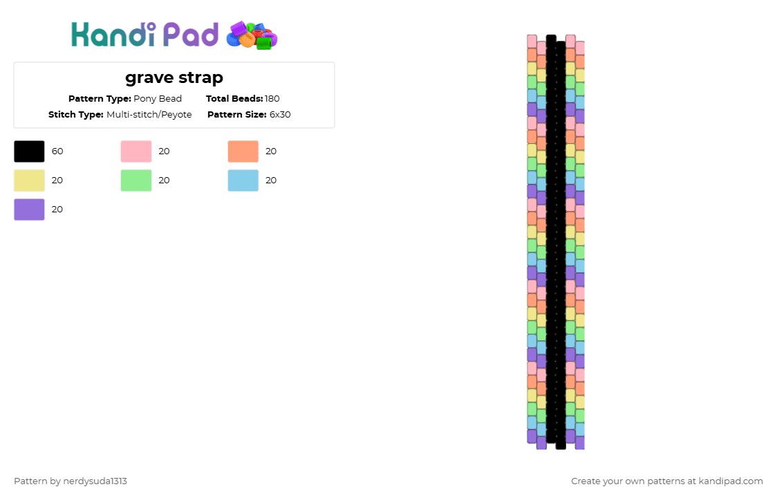 grave strap - Pony Bead Pattern by nerdysuda1313 on Kandi Pad - orange,teal,purple,colorful