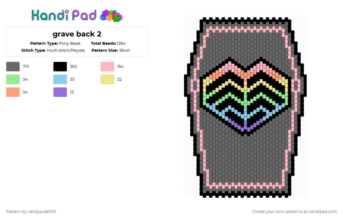 grave back 2 - Pony Bead Pattern by nerdysuda1313 on Kandi Pad - gray,pink