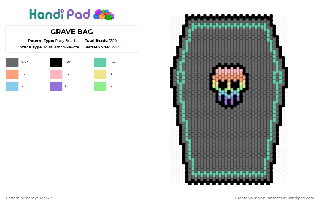 GRAVE BAG - Pony Bead Pattern by nerdysuda1313 on Kandi Pad - gray