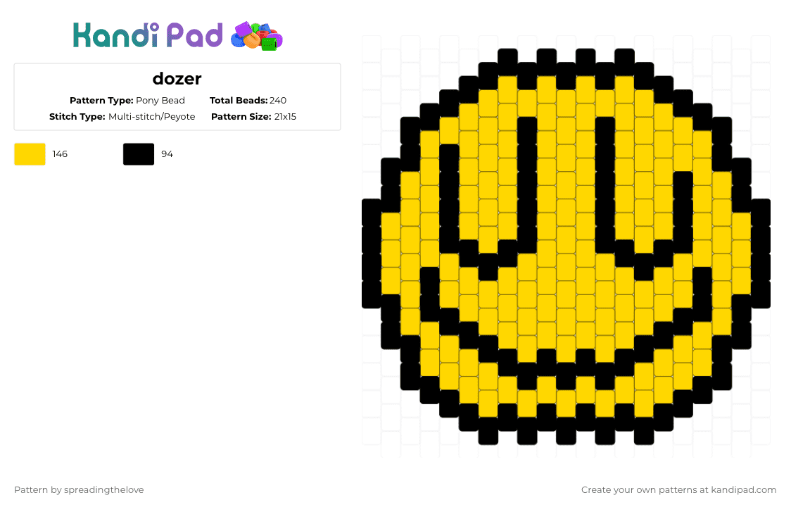 dozer - Pony Bead Pattern by number1elliotbiter on Kandi Pad - black,yellow,grace,dozer,zzzz,roblox