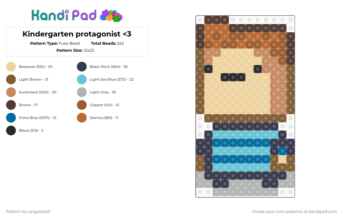 Kindergarten protagonist - Fuse Bead Pattern by t0x1c_c4nd7 on Kandi Pad - tan,beige
