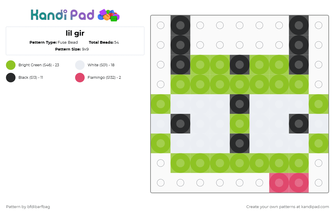 lil gir - Fuse Bead Pattern by barf_bagginz on Kandi Pad - green