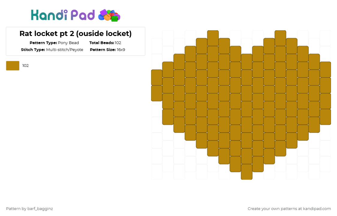Rat locket pt 2 (ouside locket) - Pony Bead Pattern by barf_bagginz on Kandi Pad - gold