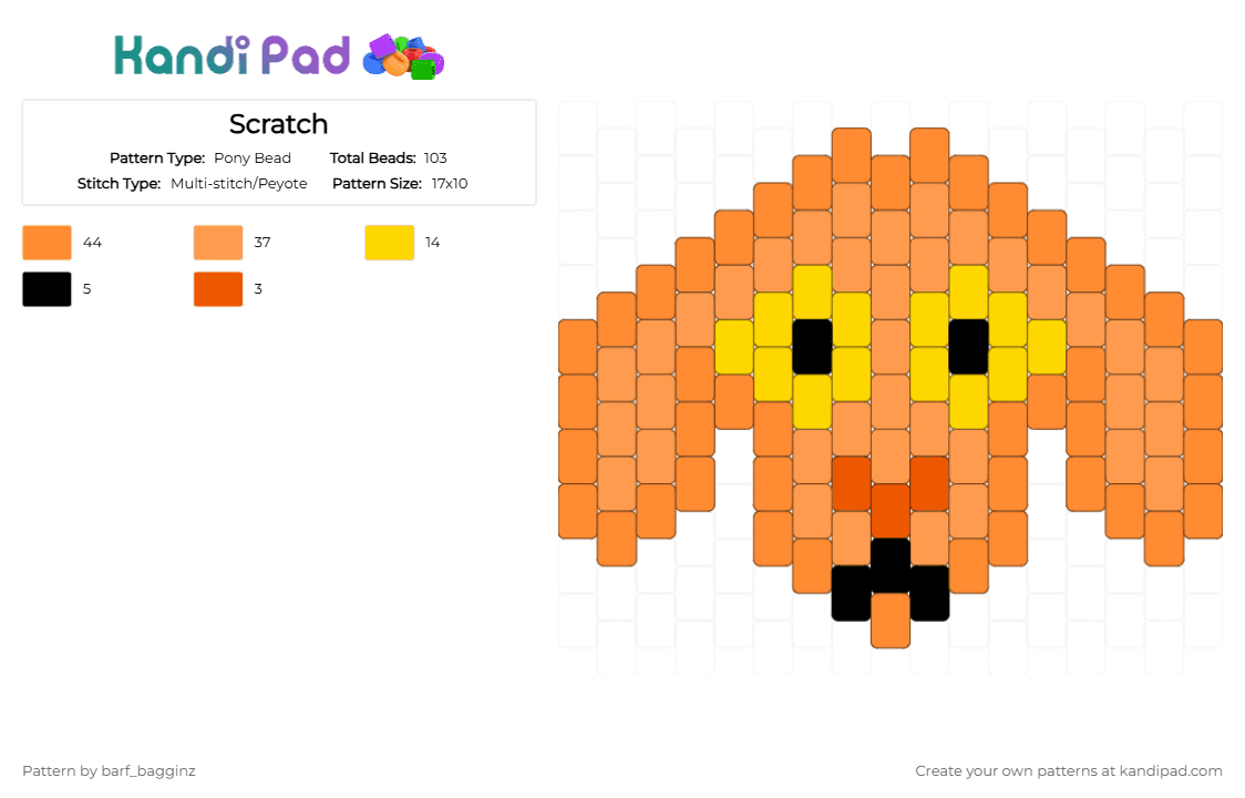Scratch - Pony Bead Pattern by barf_bagginz on Kandi Pad - orange