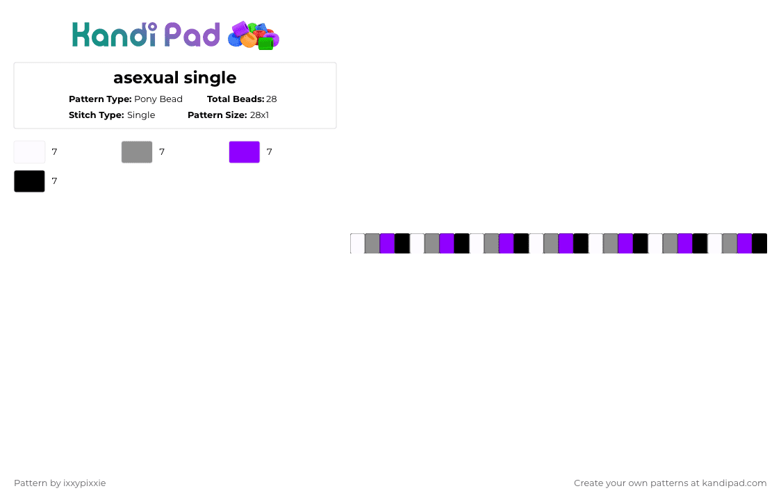 asexual single - Pony Bead Pattern by ixxypixxie on Kandi Pad - gray,purple