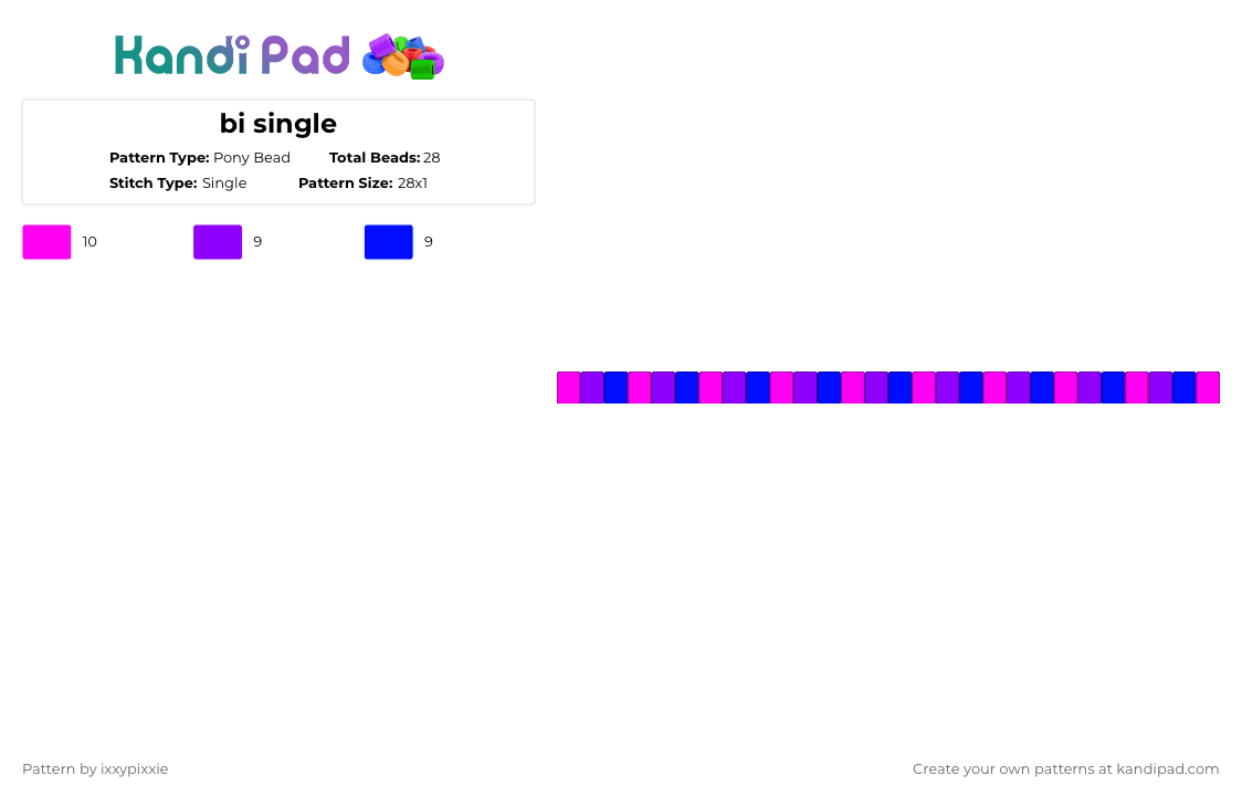 bi single - Pony Bead Pattern by ixxypixxie on Kandi Pad - pink,purple
