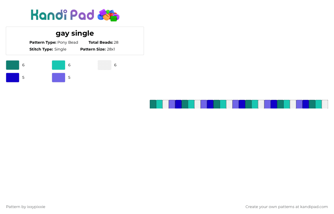 gay single - Pony Bead Pattern by ixxypixxie on Kandi Pad - teal