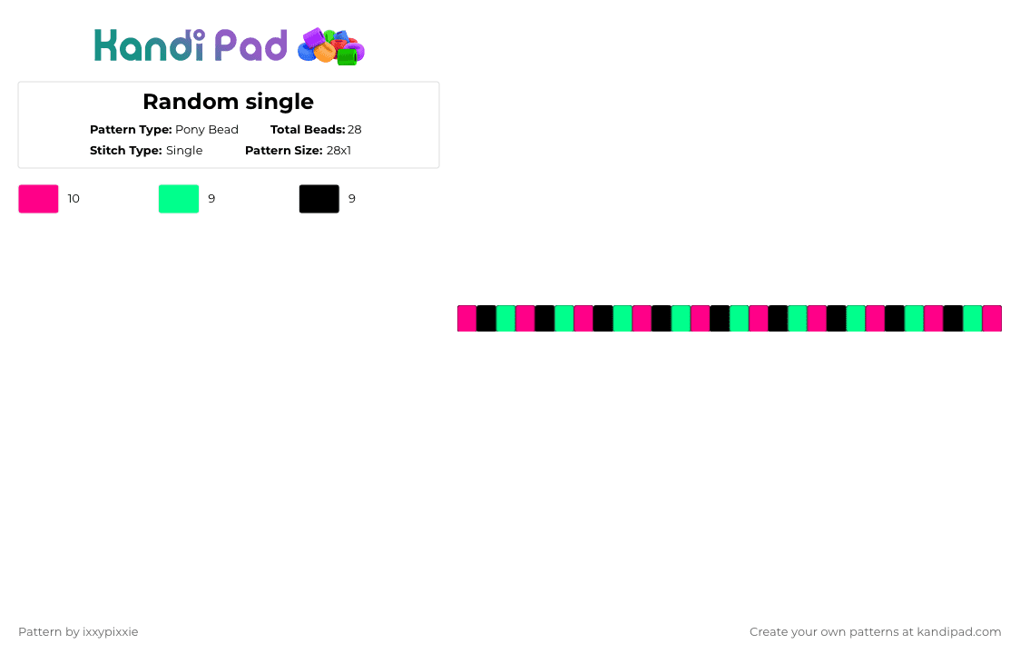 Random single - Pony Bead Pattern by ixxypixxie on Kandi Pad - pink,teal