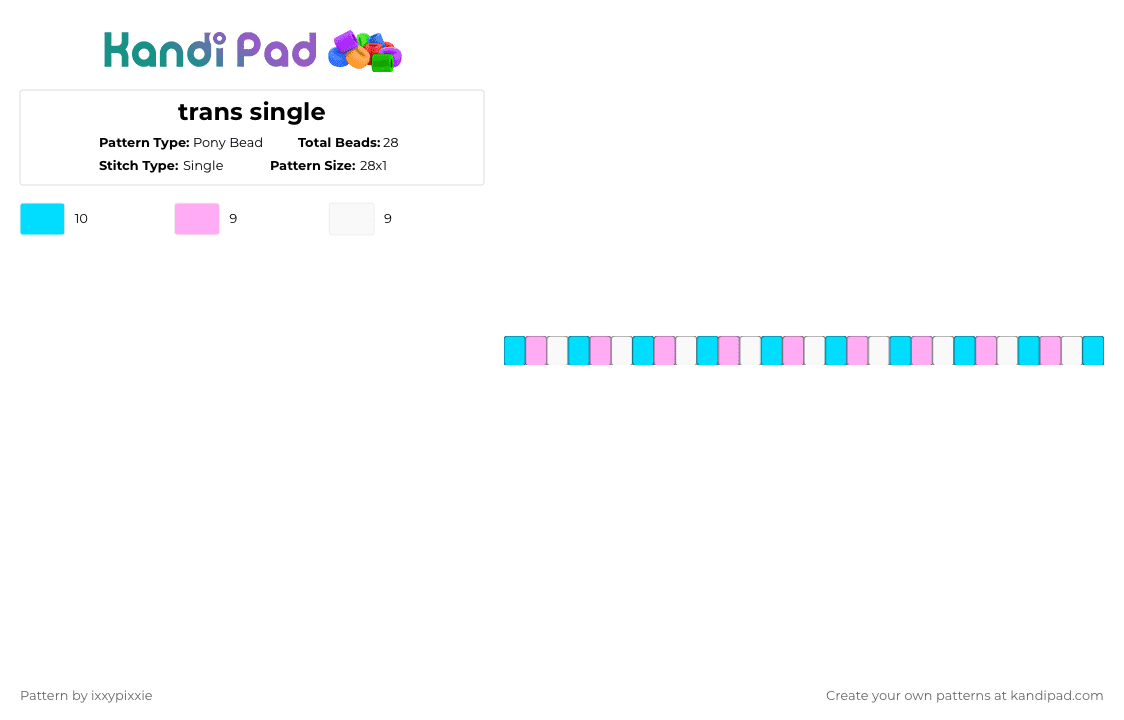 trans single - Pony Bead Pattern by ixxypixxie on Kandi Pad - light blue,pink