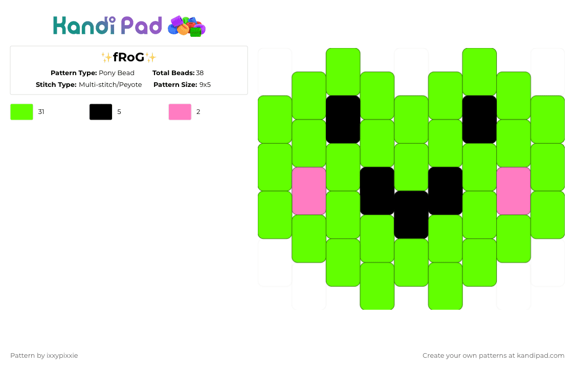 ✨fRoG✨ - Pony Bead Pattern by ixxypixxie on Kandi Pad - green